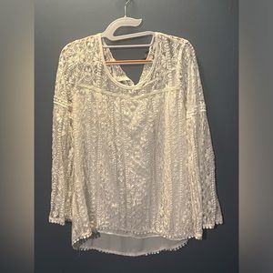 Suzanne Betro XL white lace blouse